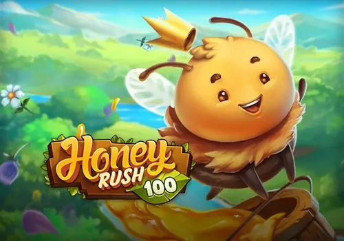 Interface do jogo Honey Rush 100 com favos de mel e abelhas animadas